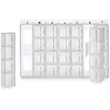 Berilo Pillendose 7 Tage PILLENBOX Kunststoff Weiss Pillendose Weiß Tablettenbox 53, Tablettendose Medikamentenbox Medikamentendose Pillen Tabletten Box weiß