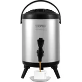 Vevor Heiß- und Kaltgetränkespender Getränkespender 6 L, Edelstahl Heiß- und Kaltwasserbrunnen Großer Getränkespender mit Zapfen für Kaffee, Kalte Milch, Wasser, Saft usw. Isolierkanne 1-2 Personen