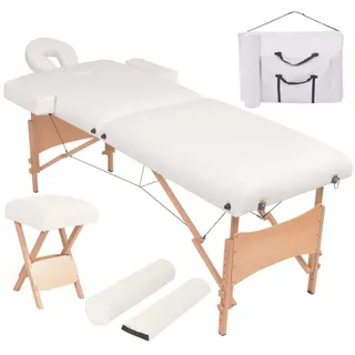 vidaXL Massageliege 2-Zonen mit Hocker Klappbar 10 cm Sitz Weiß