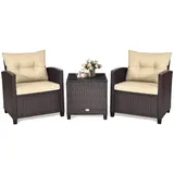 Goplus Balkonmöbel Set Polyrattan Gartenmöbel Tisch 2 Stühlen