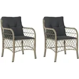 vidaXL Gartenstühle mit Kissen 2 Stk. Hellgrau Poly Rattan