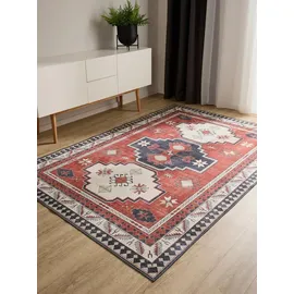 benuta Basic Waschbarer Teppich George - Multicolor/Blau 60x120 cm - Kunstfaser - Rechteckig & im Style: Vintage, Elegant, Retro - Pflegeleicht für Wohnzimmer Schlafzimmer