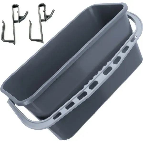 Lewi 13504 Eimer grau 13 L Glasreinigungseimer mit Einhängehaken, für die Glasreinigung, Handlich & leicht