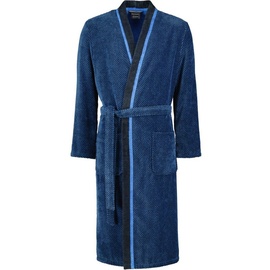 CAWÖ 4839 Herren Velours-Kimono mit Schalkragen - blau-schwarz - 60 XL