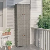 KOIECETA Gartenschrank Geräteschrank Haushaltsschrank Aufbewahrungsschrank Beistellschrank Schrank Garten Balkon Grau 59x40x180cm Poly Rattan