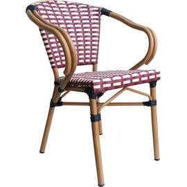 SIT Möbel Armlehnstuhl 2er-Set Rattan-Optik beige-rot Aluminium natur wetterfest | B 56 x 56 x 83 cm 02472-25