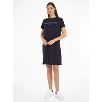 Tommy Hilfiger Damen TSHIRT Kleid LOGO Baumwolle, Blau (Desert Sky), XS