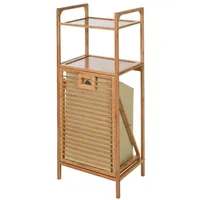Bathroom Solutions Badezimmerregal mit Wäschekorb braun Bambus 30x40x95cm Regal
