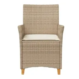 vidaXL Gartenstühle mit Kissen 2 Stk. Beige Poly Rattan Massivholz