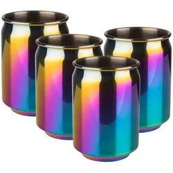 APS 4er Set Cocktail Becher 350 ml Regenbogen-Look, Edelstahl