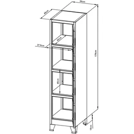[en.casa] Schließfachschrank Stahl 180x38x45 cm Grau abschließbar