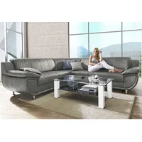 Ecksofa TRENDMANUFAKTUR "Rondo wahlweise mit Schlaffunktion, bequeme Armlehnen", beige (beige, braun), B:267cm H:85cm T:247cm, Microfaser PRIMABELLE (100% Polyester);Kunstleder SOFTLUX;Struktur (54% Polyacryl, 46% Polyester);NaturLEDER (echtes Rindsleder) in Sitz und Rücken, Korpus Kunstleder SOFTLUX, Sofas, Ecksofa, L-Form, wahlw.mit Federkern, Füße chromfarben, Unser Dauertiefpreis