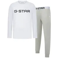 G-Star Herren Schlafanzug, lang - STONE, Pyjama, Rundhals, Logo