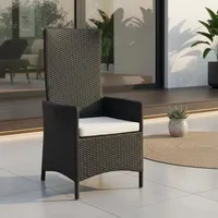 Polyrattan Gartenstuhl verstellbar Relaxsessel Schwarz inkl. Kissen