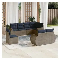 vidaXL Gartensofa-Set 8-tlg. grau Polyrattan