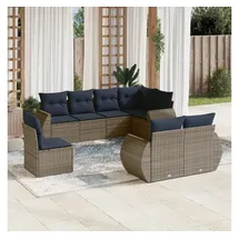 vidaXL Gartensofa-Set 8-tlg. grau Polyrattan