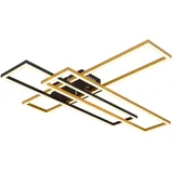 GLOBO Lighting LED Deckenleuchte beweglich Deckenlampe schwarz gold Designleuchte, Alu gold schwarz, 40w 1650lm Warmweiß, Lxbxh 80x60x9,5 cm,