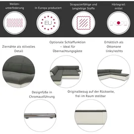 DOMO collection Ecksofa "Splash, aktuelle Sitz- und Rückensteppung, Materialmix, L-Form", braun (braun, braun, beige), B:271cm H:76cm T:232cm, Kunstleder SOFTLUX / Struktur (90% Polyester, 10% Polyacryl);Luxus-Microfaser (100% Polyester) / Struktur (90% Polyester, 10%