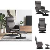 Relaxsessel mit Fußhocker Grau Kunstleder - Komfortsessel - LiegeSessel - Relaxsessel - Wohnzimmersessel - TV-Sessel