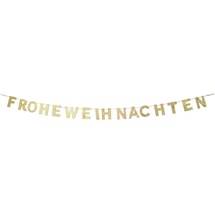 Riffelmacher & Weinberger Riffelmacher Girlande mit Schriftzug Frohe Weihnachten 190x10 cm 12454 | Gold - Türschmuck Wandschmuck Weihnachten Weihnachtszeit Adventszeit Holzbuchstaben Goldglitter