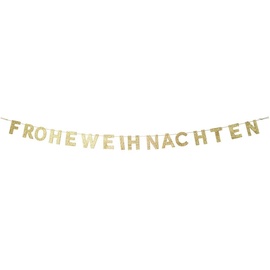 Riffelmacher & Weinberger Riffelmacher Girlande mit Schriftzug Frohe Weihnachten 190x10 cm 12454 | Gold - Türschmuck Wandschmuck Weihnachten Weihnachtszeit Adventszeit Holzbuchstaben Goldglitter