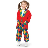 KarnevalsTeufel Kinder Kostüm Clown Spaßmacher Zirkusclown Spaßvogel 2 tlg. Oberteil und Hose bunt Klassiker für Jungen und Mädchen Harlekin (116)