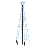 vidaXL LED-Weihnachtsbaum mit Erdnägeln Blau 108 LEDs 180 cm