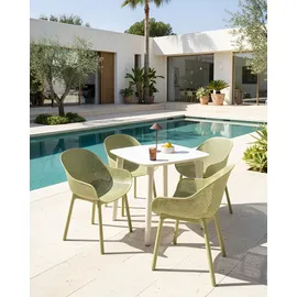 Beliani Gartenstuhl Kunststoff Olivgrün 4er Set