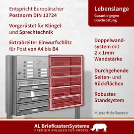 AL Briefkastensysteme Standbriefkasten 22 Fach Silber