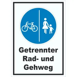 HB-Druck Schild Getrennter Rad- und Gehweg A4 (210x297mm)