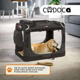 CADOCA CADOCA® Hundetransportbox faltbar Katzentransportbox Transportbox Autobox Hundebox Box versch. Größen Farbwahl, XXXL 101x70x70cm atmungsaktiv robust Transporttasche Haustiertransportbox Hundetragetasche Anthrazit