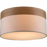 GLOBO Deckenleuchte 3x E27 rund blau Holz Textil beige