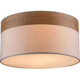 GLOBO Deckenleuchte 3x E27 rund blau Holz Textil beige