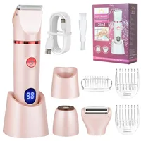 cozary Damenrasierer Elektrisch 3-in-1, Bikini Trimmer für Körper Scham und Nase, Intimrasierer für Frauen Wasserdicht, Nass- und Trockengebrauch, Wiederaufladbarer Trimmer Damen, LCD-Display