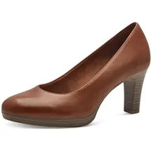 TAMARIS Pumps TAMARIS, Damen, Gr. 37, braun (cognac used), Leder, Schuhe Pumps, Trichterabsatz, Abendschuh, Festtagsschuh in klassischer Form