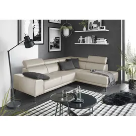 Candy Ecksofa 3C CANDY "Greve modern und bequem, inkl. manueller Kopfteilverstellung, L-Form", weiß, B:249cm H:79cm T:209cm, 100% Leder, Sofas, Ecksofa, wahlweise mit motorischem Sitzvorzug