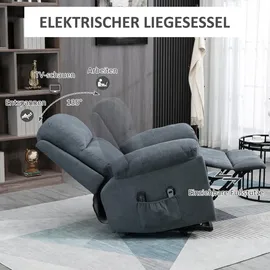 Homcom Sessel mit Aufstehhilfe, Relaxsessel mit Seitentasche,