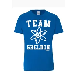 LOGOSHIRT T-Shirt "Team Sheldon", Herren, Gr. S, blau, 100% Baumwolle, bedruckt, normal, Rundhals, Shirts T-Shirt, mit großem Frontprint
