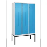 C+P Z-Spind Classic PLUS, Gestell, 6 Abteile, HxBxT 212x120x50cm, Zylinderschloss, Hellgrau/Lichtblau von PROREGAL