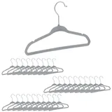 Relaxdays 90 x Kinderkleiderbügel Samt grau