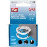 Prym Ösen mit Scheiben, ø14mm, siberfarbig, 15 Stück für Vario Creative Tool, Silber, Silberfarbig