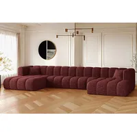 Kaiser Möbel Ecksofa, U-form Sofa Grand U XL  modular stoff Haga Rotwein - Rot