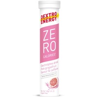 Dextro Energy ZERO CALORIES PINK GRAPEFRUIT+KOFFEIN - 12x20 Brausetabletten (12 Stück) - Zusatz von Natrium, Magnesium, Chlorid, Calcium und Kalium für Elektrolyt
