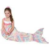 Catalonia Classy Meerjungfrauenflosse Mädchen 140 150, Meerjungfrau Flosse Decke Farbwechsel Kinder Damen Erwachsene Frauen, Meerjungfrau Flossen Schwanz Schlafsack Geschenke Mädchen, Rosa Zuckerwatte