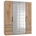 Level 200 x 236 x 58 cm Plankeneiche Nachbildung mit Spiegeltüren und Schubladen