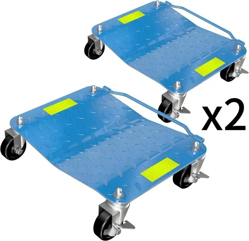 LARBANKE Schwerlast-Felgenroller, 6000 lbs Gesamtkapazität, Stahl mit Reflexstreifen, versteckter Griff & Bremse, für Autoreparatur