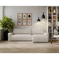 Kaiser Möbel Ecksofa mit schlaffunktion und bettkasten, Couch L form, Schlaffunktion ARAGON Dicker Cord Beige Ottomane Rechts - Beige