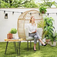 Outsunny Rattansessel Ei-Förmig 95 x 95 x 155 cm beige 1 St.