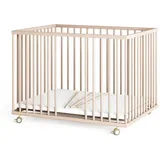 Sämann Babybett Laufgitter 75x100 cm mit Matratze & Schlupfsprossen natur Premium beige