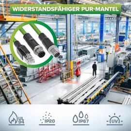 InLine InLine® Industrie Netzwerkkabel, M12 4-pin D-kodiert Stecker/Stecker, PUR, 20m